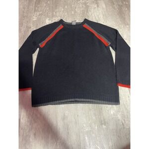Y2K Vintage‎ Ferruche Sweater Ribbed Raver Cyber Mall Black Men's XXL D0102